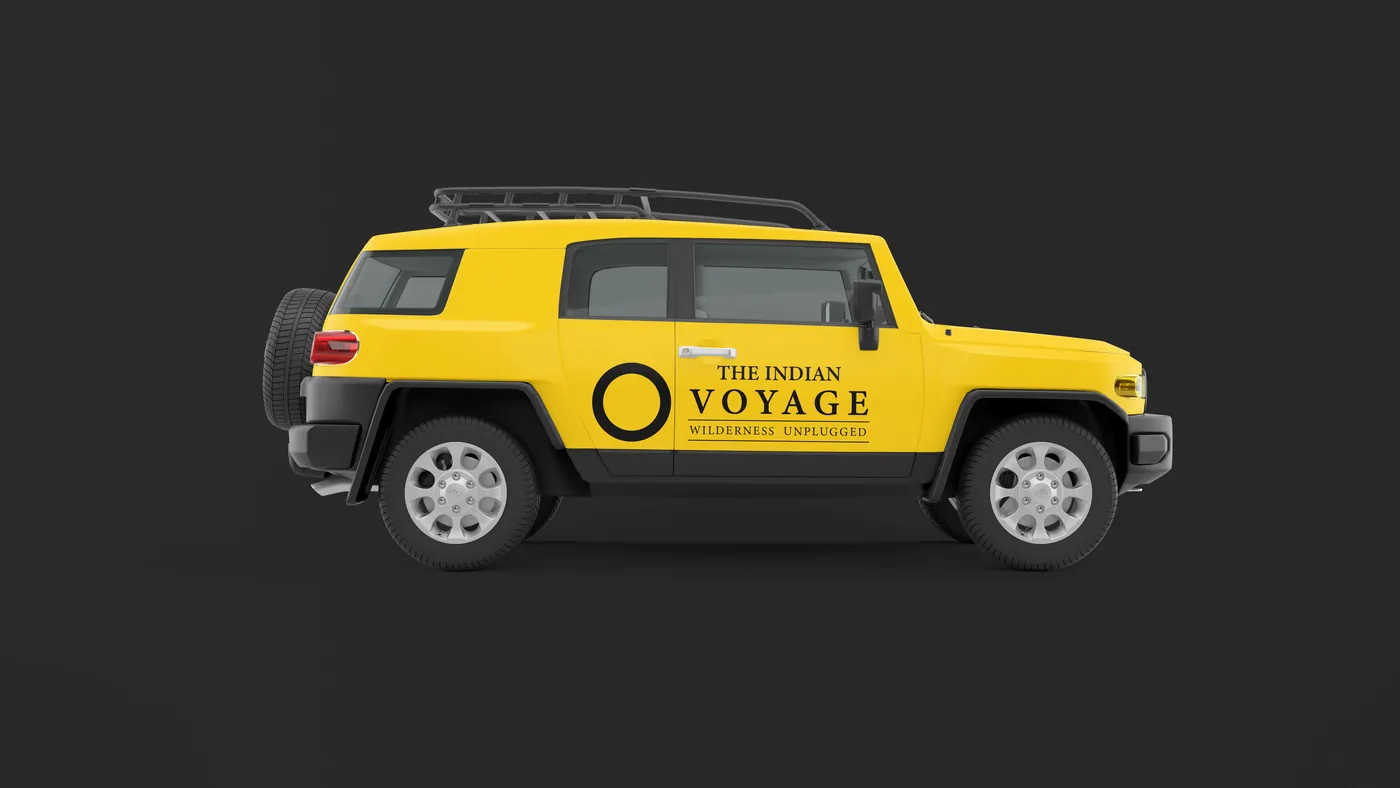 Yellow jeep in The Indian Voyage livery