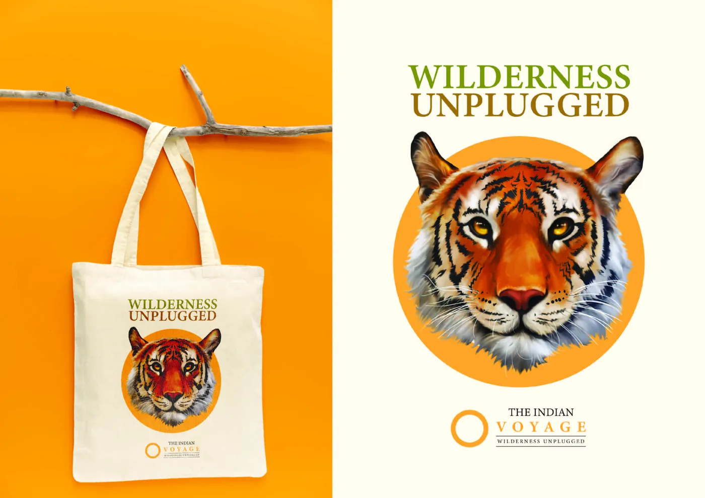 Tote bag and poster with the tiger illustration inside the ring